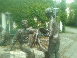 In front of the public library in Unterhaching, Germany.